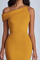 Gelbes Etui Ballkleid mit einer Schulter